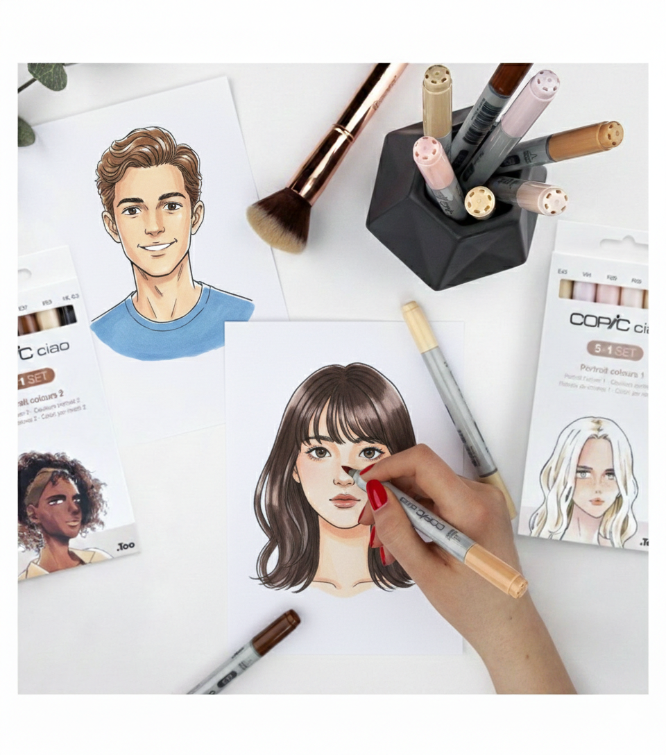 Ensemble Portrait n°2 - 5 Copic Ciao + 1 Fineliner