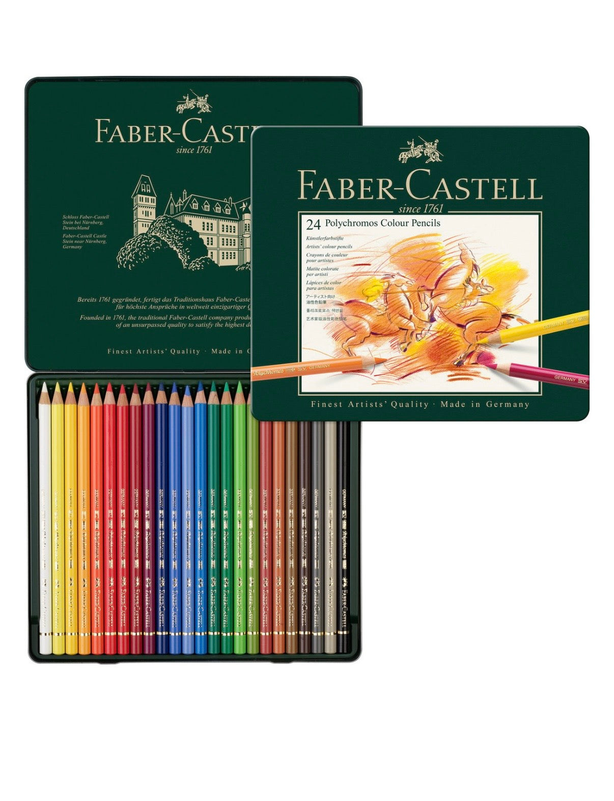 Boîte en métal Faber-Castell - Polychromos - 24 crayons